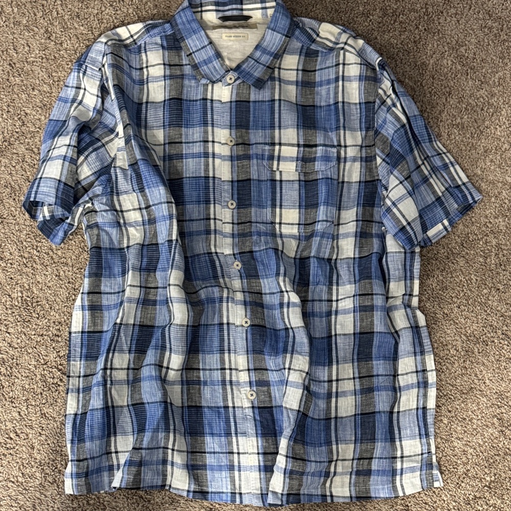 Tommy Bahama Blue and White Plaid Casual Shirt